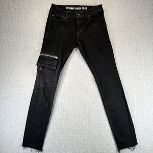 HT Denim Stinger Jeans Mens 30x30 Black Cargo Skinny Goth Death Rock & Roll Core